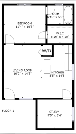 1 bed 1 bath floor plan I at The Eastern Apartments, Texas, 75204